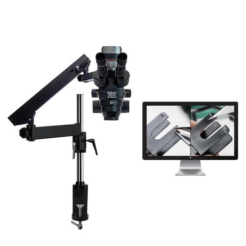 ProZoom® 6.5 Trinocular Microscope with 6MP Hybrid HDMI/USB Camera with 22" LCD – Articulating Arm Base