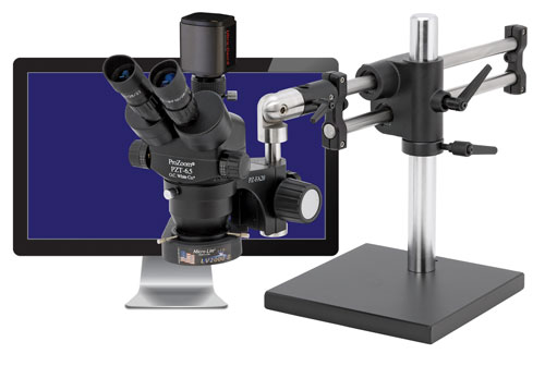 ProZoom® 6.5 Trinocular Microscope with 6MP Hybrid HDMI/USB Camera with 22" LCD – Ball Bearing Base – ESD Safe
